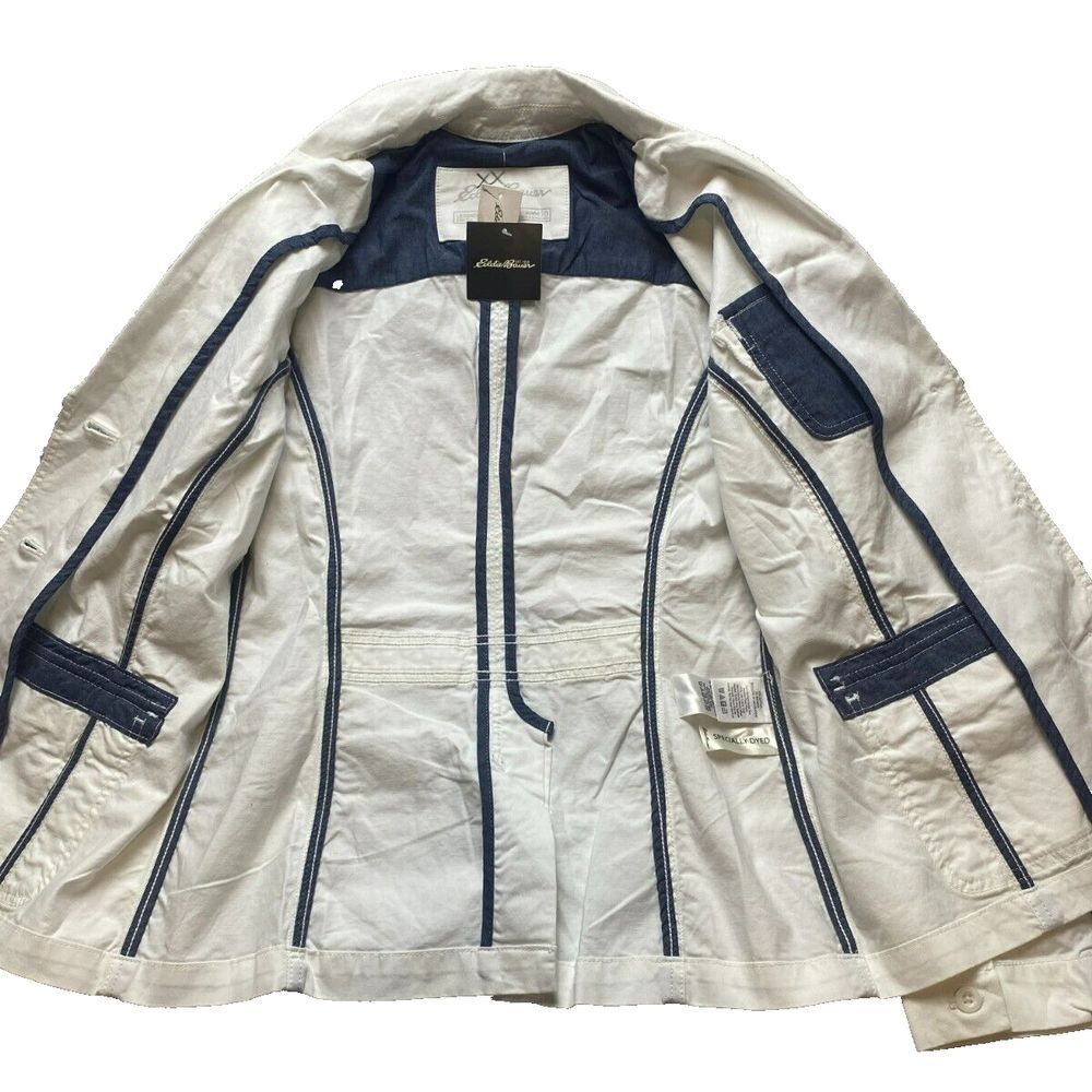 Eddie Bauer Jacket Womens 10 Small White Legend Wash Stretch Buttons Spandex NWT - Picture 8 of 15